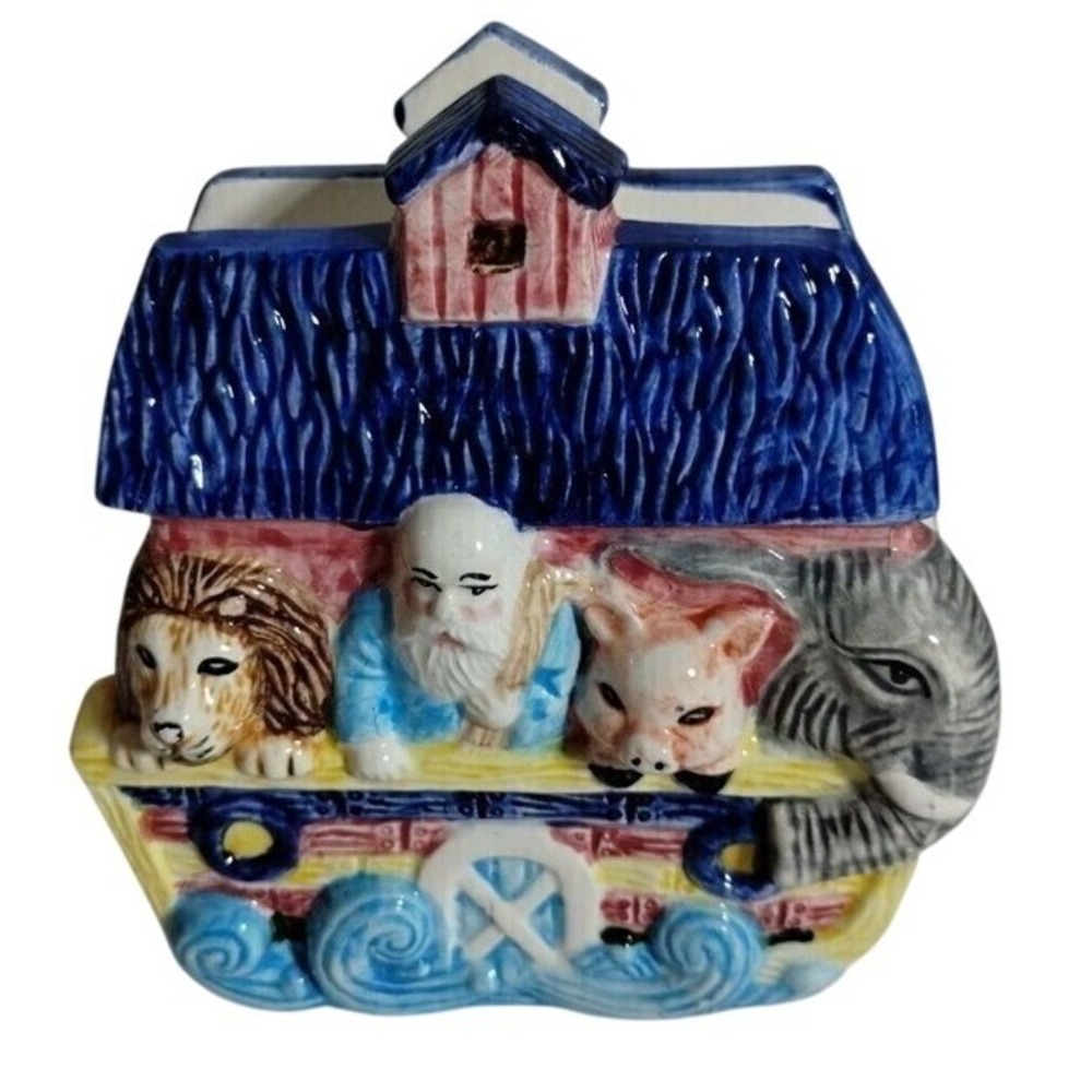 Jay Import Noahs Ark Ceramic Napkin Holder Vintage Style Animals Lion Elephant‎